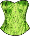 Green Satin Black Lace Brocade Victorian Corset Ov