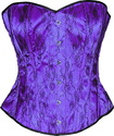 Purple Satin Black Lace Brocade Victorian Corset O