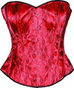 Red Satin Black Lace Brocade Victorian Corset Over