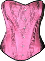 baby Pink Satin Heart Shape Black Lace Brocade Vic