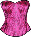Hot Pink Black Lace Brocade Victorian Corset Overb