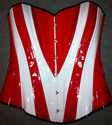 Red White Heart Shape Corset Overbust Basque Steel