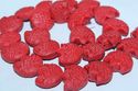 17mm Red Carved Fish Chinese Cultural Cinnabar Loo