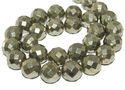 14mm Pyrite Faceted Round Gemstone Loose Beads