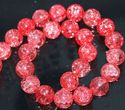 12mm Red Round Lampwork Crackle Liuli Loose Bead