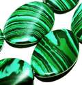 18mm Green Malachite Flat Oval Loose Beads