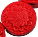 19mm Carved Red Chinese Cultural Cinnabar Loose Be
