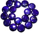 19mm Indigo Lapis Coin Loose Beads 15"