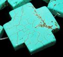 40mm Cross Turquoise Blue Gemstone Loose Beads