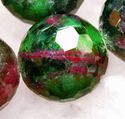 12mm Natural Faceted Round Ruby Zoisite Bracelet