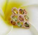 oval mixcolor tourmaline vintage rosegold ring TS0