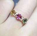 silver mixcolor tourmaline crystal ring TS0003