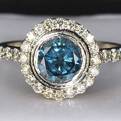 LEA LANE JEWELRY : 14k Gold Ezequiel Amaro Designer Blue Diamond Ring