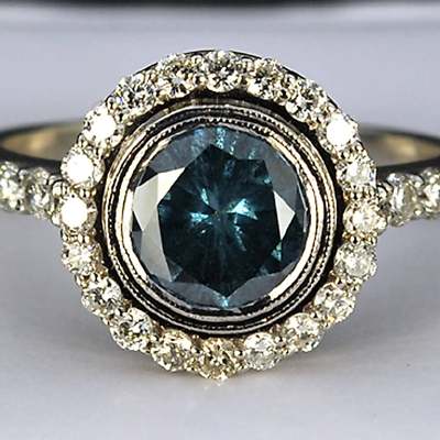 LEA LANE JEWELRY : 14k Gold Ezequiel Amaro Designer Blue Diamond Ring