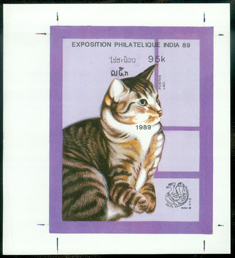 EDW1949SELL : LAOS 1989 Scott #914 Cats. Scarce Imperforated S/S