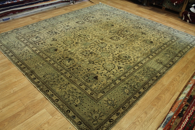 washed muted square tabriz wool persian oriental area rug carpet