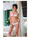 Stretch lace bra w/flutter lace straps and panty w