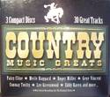 COUNTRY MUSIC GREATS 3 CD SET BRAND NEW 30 SONGS