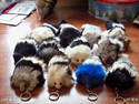 LOT OF 12 FURRY PET SQUEAKY KEYCHAINS 