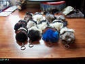 LOT OF 12 FURRY PET SQUEAKY KEYCHAINS 