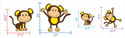 4 Cute Monkeys Wall Decals Sticker Nursery Decor M