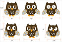 6 cute Owls Wall Decal Deco Art Sticker Mural - Nu