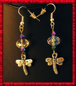 *Dragonfly Faceted Crystal Dangle Earrings *Handcr
