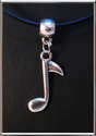 Note Quaver Necklace -on Genuine Leather Cord