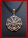 *Spider Web with Skull Necklace -Goth- Genuine Lea