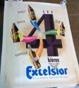 Vintage Stone Lithograph Poster Excelsior Bieres O