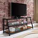 60” Glass Metal Wood Glass TV Stand Antique Styl