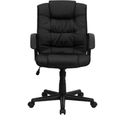 Eco-Friendly Black Leather Mid-Back Home/Office Ch