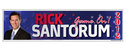 Rick Santorum Game On! 2012 - Bumper Sticker Magne