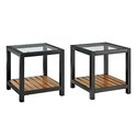 Walker Edison Glass Metal Wood Coffee Table/End Ta
