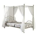 Walker Edison Metal Full Canopy Bed with Curtains,