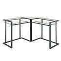 Walker Edison C-Frame Glass & Metal L-Shaped Corne