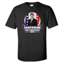 Rick Santorum For President  2012 Black T-Shirt - 