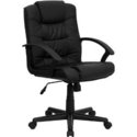 Eco-Friendly Black Leather Mid-Back Home/Office Ch