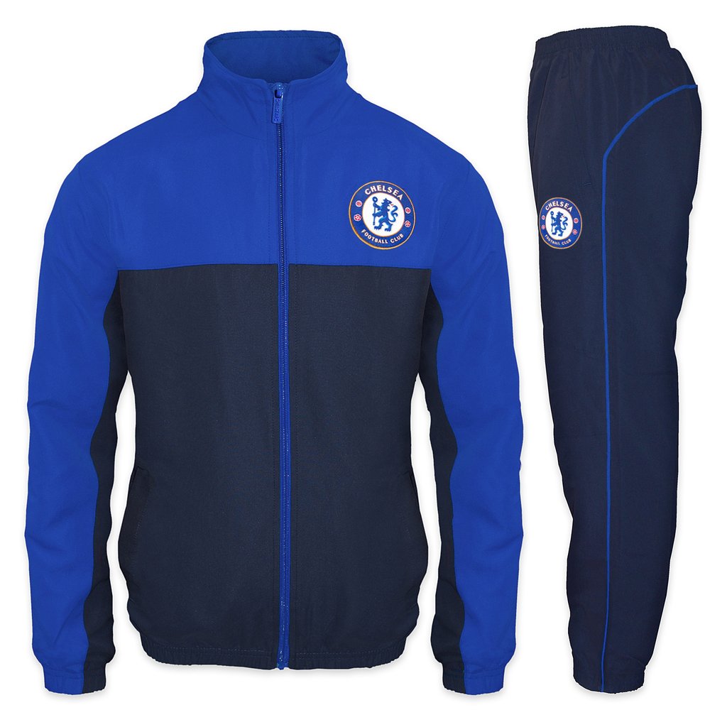 Chelsea FC Official Soccer Mens Jacket and Pants Tracksuit Set - Navy ...