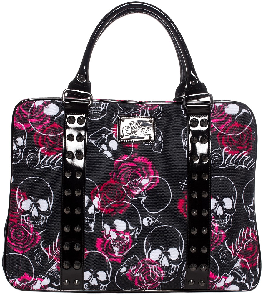 Sullen Clothing Rose Skull Handbag Purse Black White and Pink | eBay