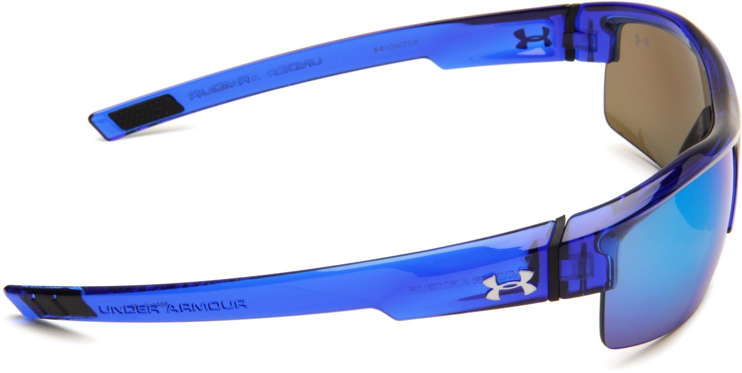 Under Armour Igniter Sunglasses Crystal Royal Blue with Gray Blue Multiflection, EFXDigital