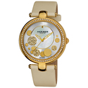 Akribos Womens Diamond Dial Watch Gold with Cream 