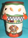 Debbie Mumm Jar Candle Holder Happy Harvest Turkey