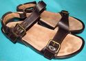 Aetrex Sandals Mandehle Brown Leather Buckle Women