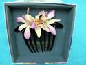 Those Bloomin' Real Flowers Hair Comb Clip Purple 