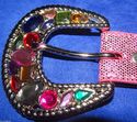 Cowgirl Pink Glitter Jeweled Belt Buckle Sparkle G