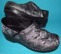 Women's Sanita Clogs Silver and Black Metallic Clo