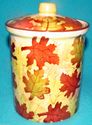 Rare Pier 1 Canister Fall Autumn Leaves Cookie Jar