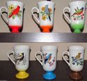 Vintage Mid Century Bird Pedestal Coffee Cups Set 