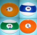 Billiards Pool Balls Set of 4 8" Snack Plates Game